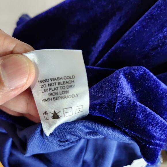 Superdown Tana‎ Strapless Velvet Mini Dress Women's Medium Indigo - Picture 13 of 13